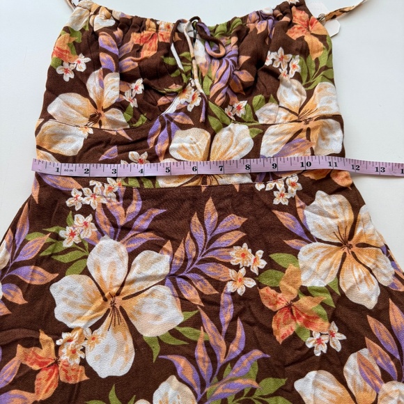 Billabong Juniors Island Calling Brown Floral Sleeveless Mini Dress XS - Picture 9 of 12